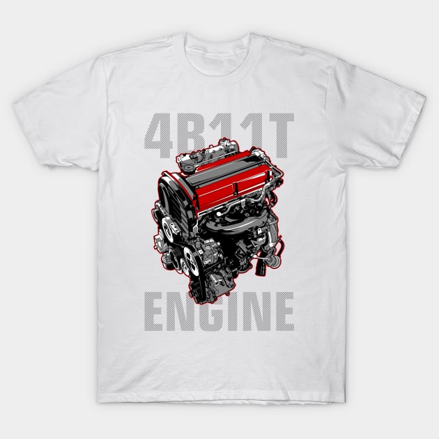 4B11T Engine Mitsubishi Lancer Evo X T-Shirt by SpeedPistion